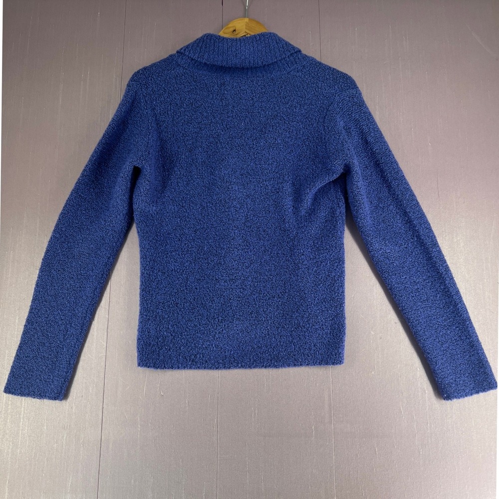 Eileen Fisher Purple Blue Merino Wool Cashmere Shawl Collar Boucle Sweater Small - Picture 9 of 11